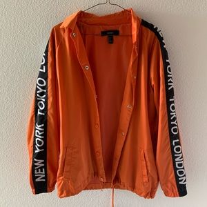 Forever 21 Oversized Orange Snap Jacket
